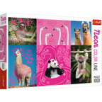 Crazy Animals, Silly Animals, Panda, Llama, Sloth, Flamingo - 1000 Piece Jigsaw Puzzle