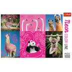 Crazy Animals, Silly Animals, Panda, Llama, Sloth, Flamingo - 1000 Piece Jigsaw Puzzle