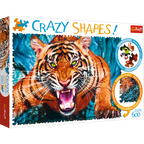 Facing a Tiger - 600 Piece Shaped Jigsaw Puzzle