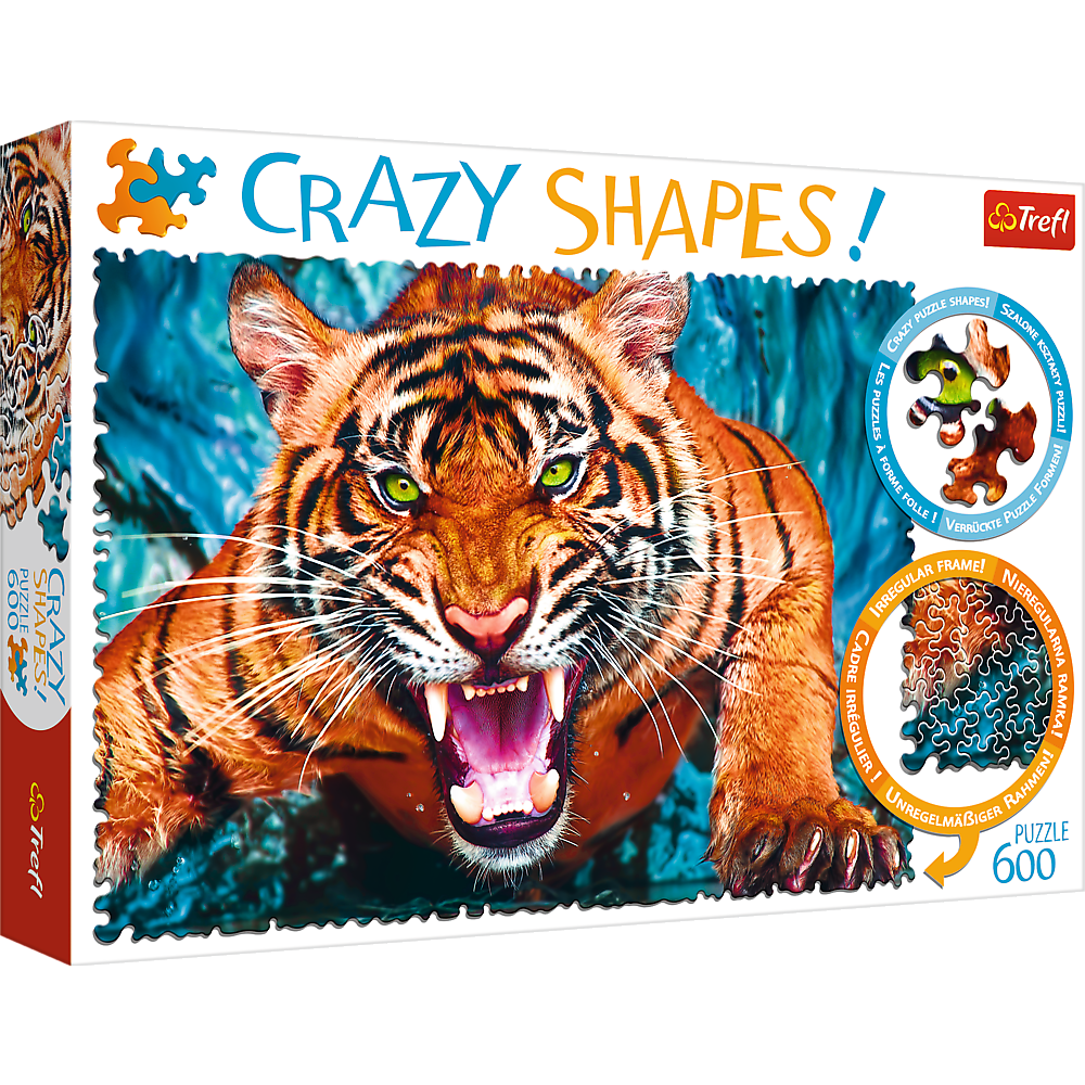 Facing a Tiger - 600 Piece Shaped Jigsaw Puzzle