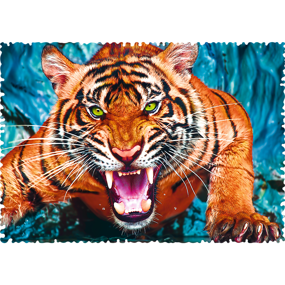 Facing a Tiger - 600 Piece Shaped Jigsaw Puzzle