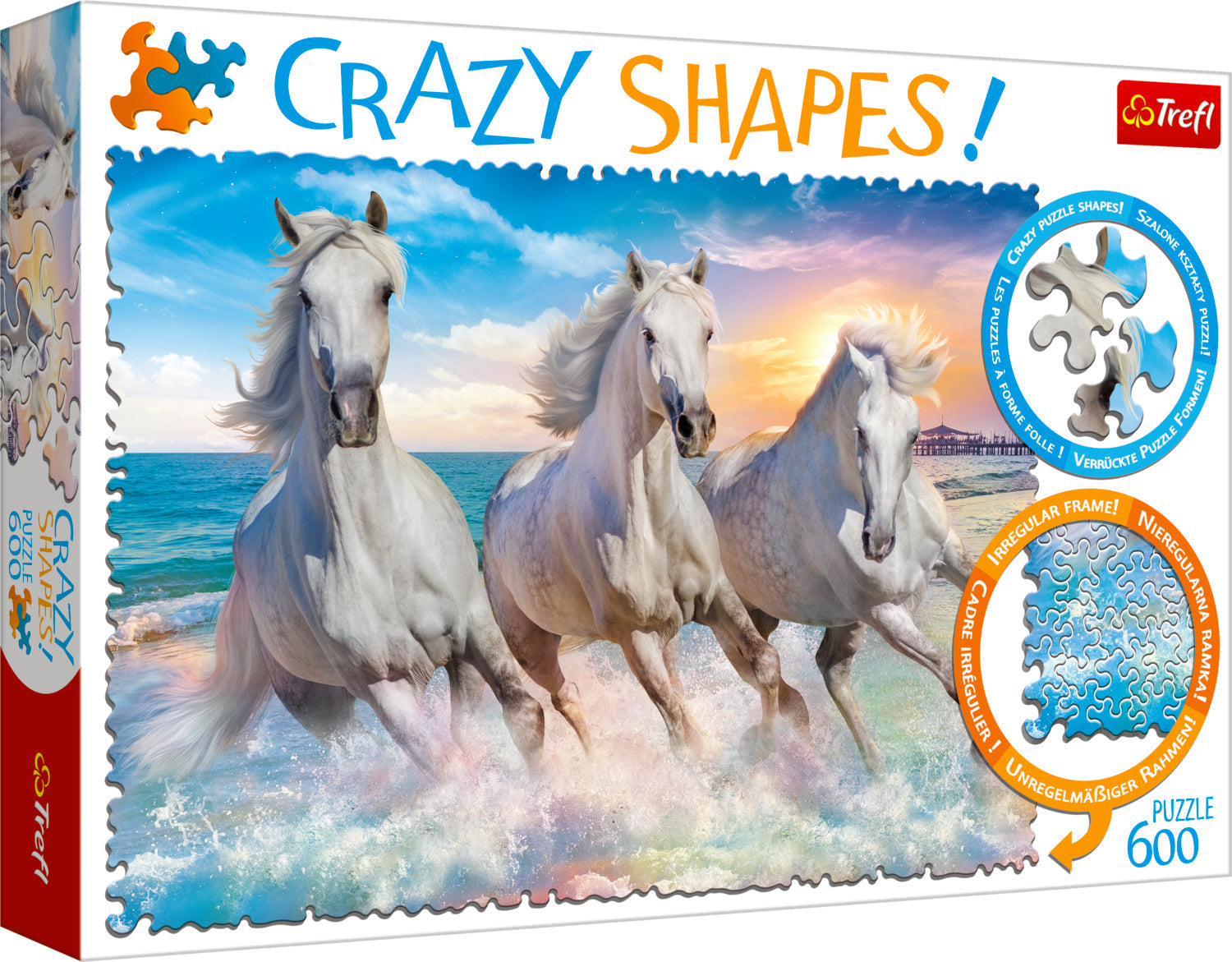Horses Gallop Among the Waves - 600 Piece Shaped Jigsaw Puzzle