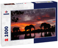 Elephants at Sunset by the River – 1000 Piece Wildlife Puzzle