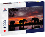 Elephants at Sunset by the River – 1000 Piece Wildlife Puzzle