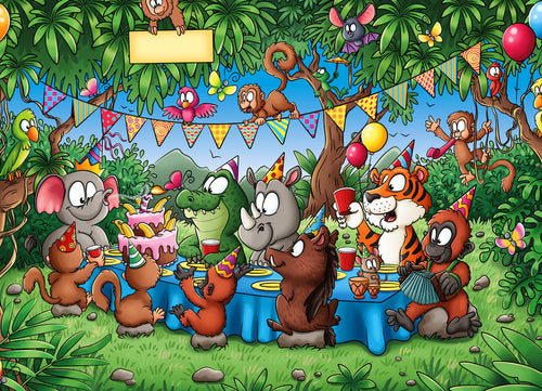 Animal friends celebrate birthday in the jungle 1000pc Puzzle