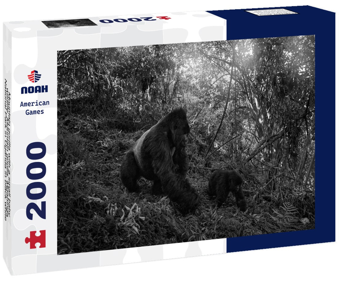 Mountain Gorilla with Baby – 2000 Piece Adult B&W Wildlife Puzzle