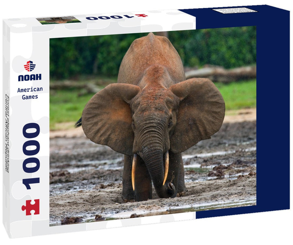 Forest Elephant Drinking – 1000 Piece B&W Wildlife Puzzle