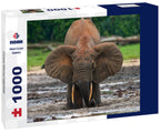 Forest Elephant Drinking – 1000 Piece B&W Wildlife Puzzle