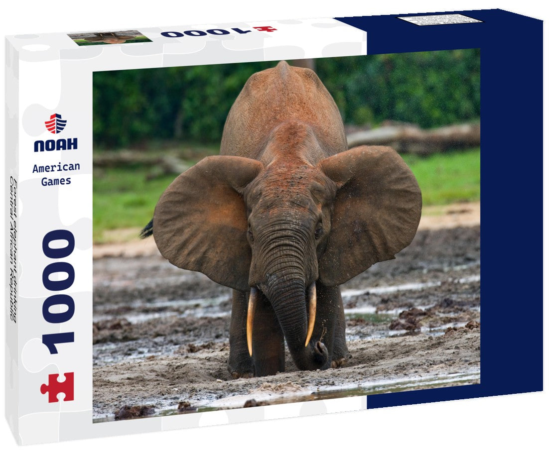 Forest Elephant Drinking – 1000 Piece B&W Wildlife Puzzle