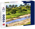 Elephants Crossing the River – 1000 Piece B&W Wildlife Puzzle