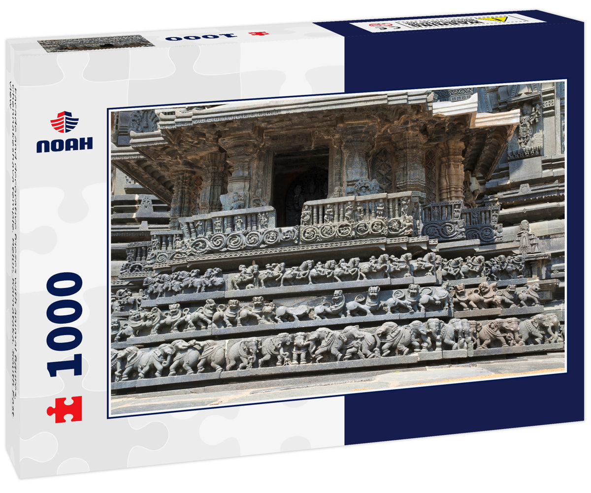 Facade and decorative friezes with animal figures, Chennakeshava temple. Belur, Karnataka. South East view 1000pc Puzzle