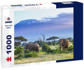 Elephants near Mount Kilimanjaro – 1000 Piece B&W Wildlife Puzzle