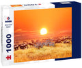 Zebras and antelopes at sunset in Serengeti National Park, Tanzania, Africa. 1000pc PuzzleBlack and White
