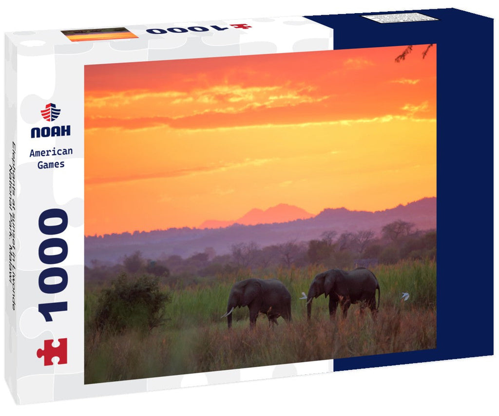Elephants at Sunset Liwonde – 1000 Piece B&W Wildlife Puzzle
