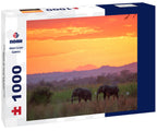 Elephants at Sunset Liwonde – 1000 Piece B&W Wildlife Puzzle