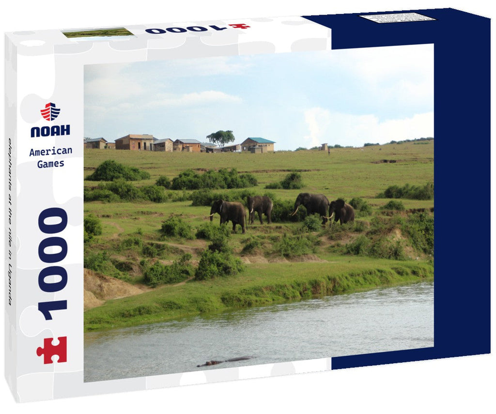 Elephants are standing by the Nile River in Uganda, Africa. 1000pc Puzzle
