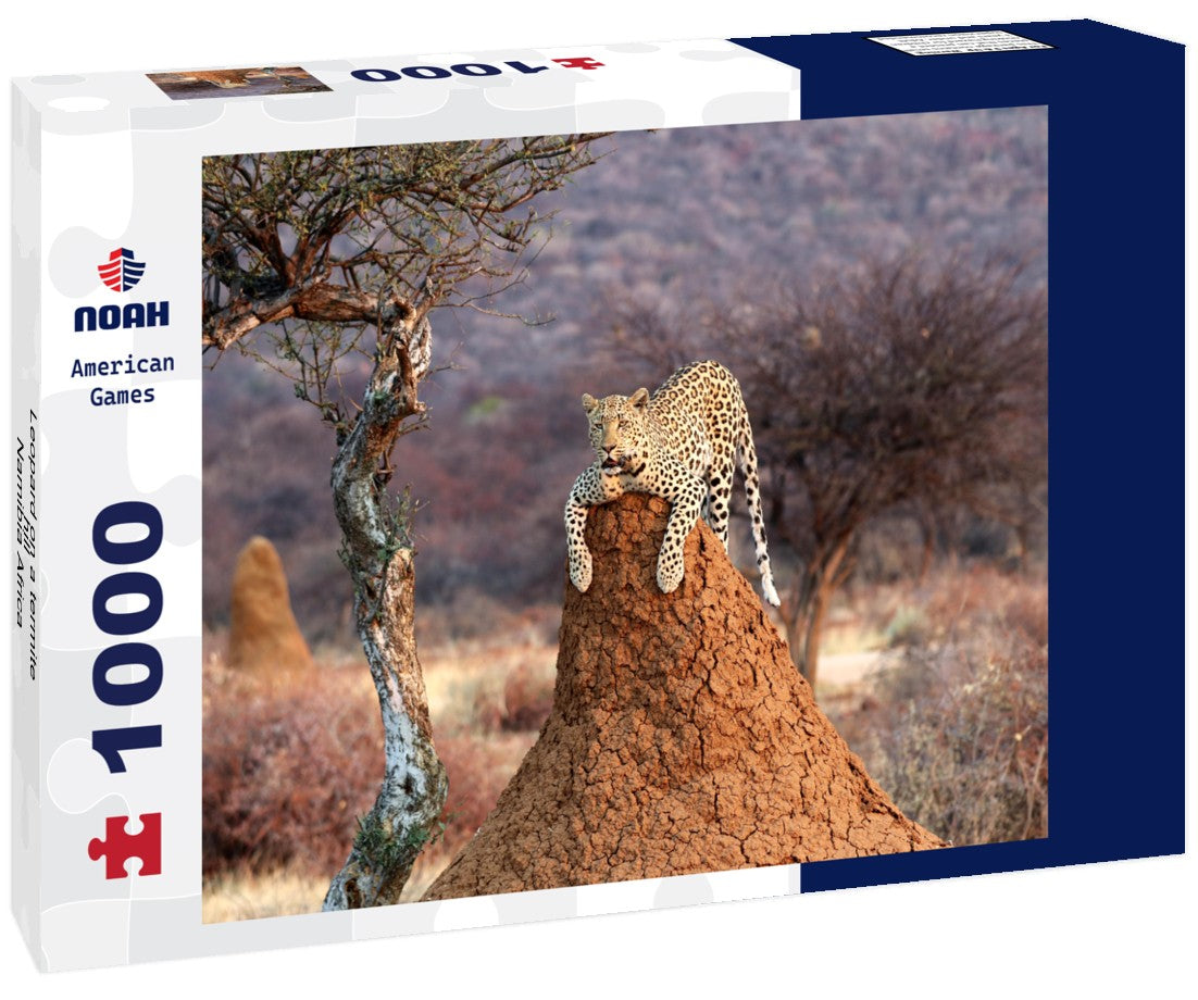 Leopard standing on a termite hill in Namibia, Africa. 1000pc Puzzle