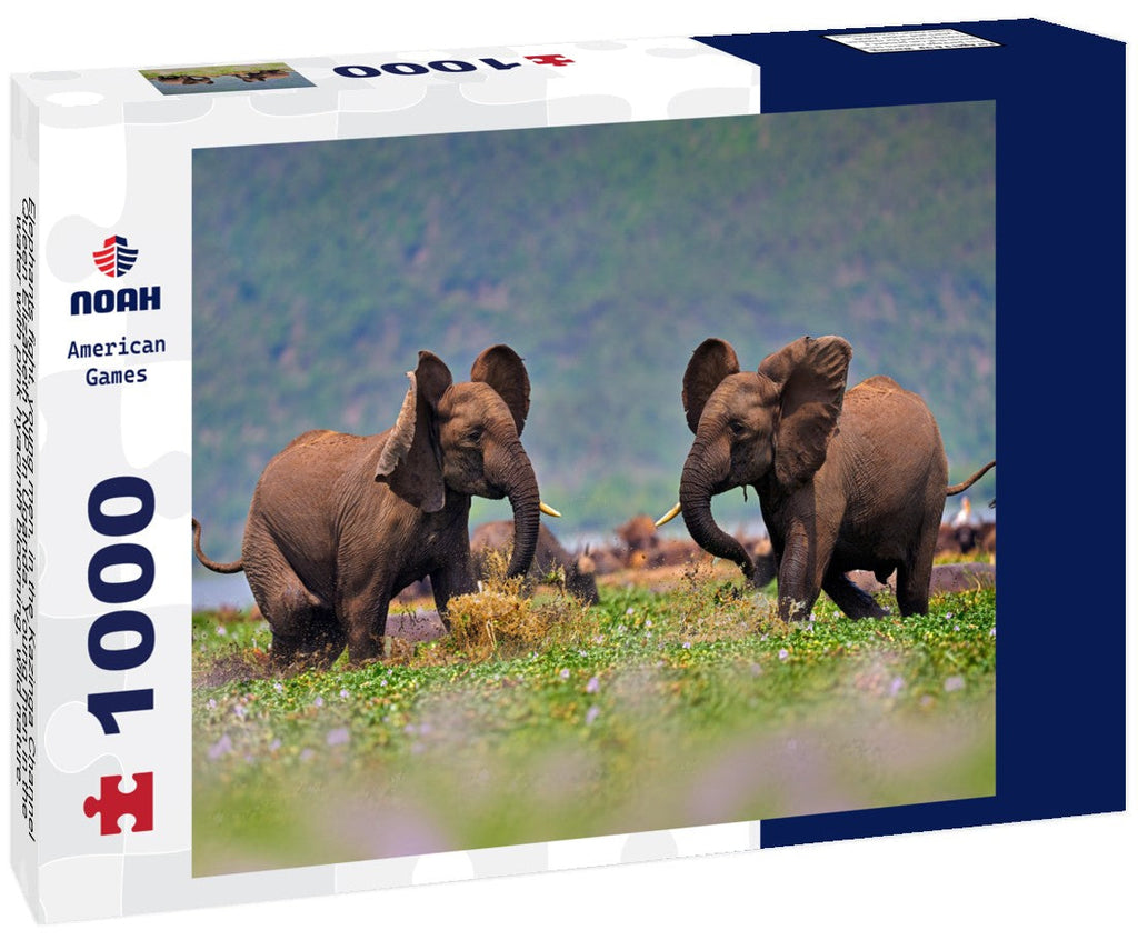 Elephant Fight at Kazinga Channel – 1000 Piece Wildlife Puzzle
