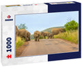 Elephants ( Loxodonta Africana) walking on the road at Pilanesberg National Park, South Africa 1000pc Puzzle