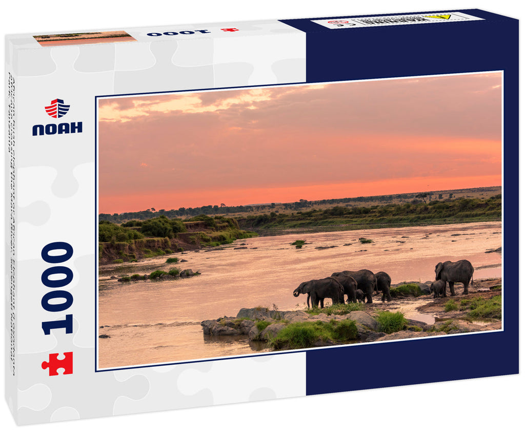 Elephant Crossing the Mara River – 1000 Piece Wildlife Puzzle