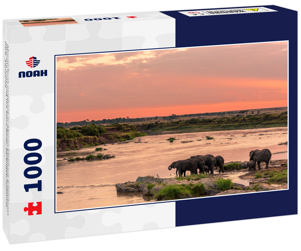 Elephant Crossing the Mara River – 1000 Piece Wildlife Puzzle