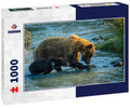 Mama bear with her little cub fishing in Chilkat river in Haines, Alaska, US 1000pc Puzzle