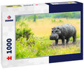 Muddy old hippo (Hippopotamus amphibius) standing out of mud, Lake Mburo national park, Uganda 1000pc Puzzle