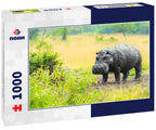Muddy old hippo (Hippopotamus amphibius) standing out of mud, Lake Mburo national park, Uganda 1000pc Puzzle