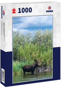 Bull moose wading in the Teton River, Driggs, Idaho 1000pc Puzzle