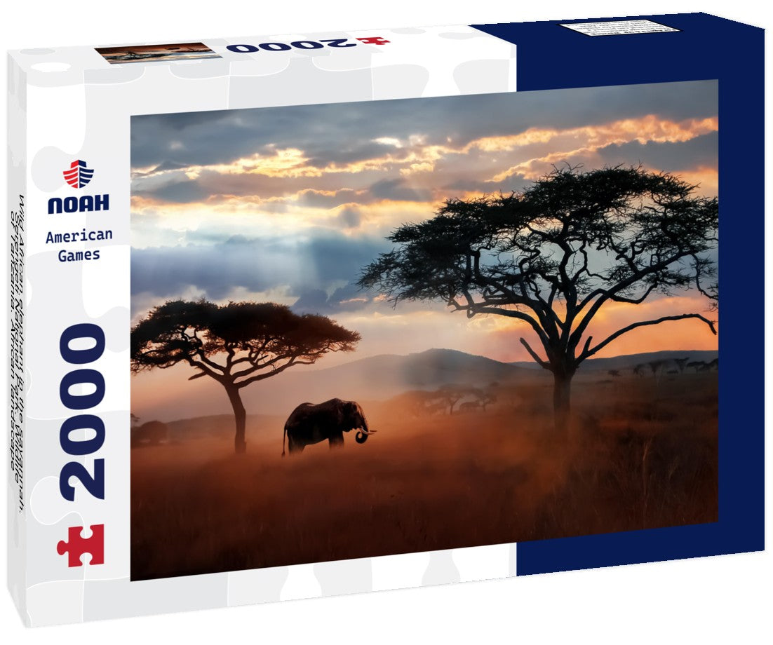 Wild African Elephant on the Savannah – 2000 Piece Adult Wildlife Puzzle