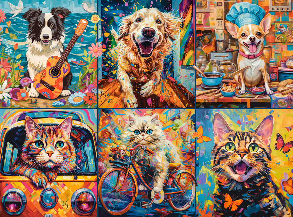 Dog Cat Collage – 2000 Piece Puzzle for Adults