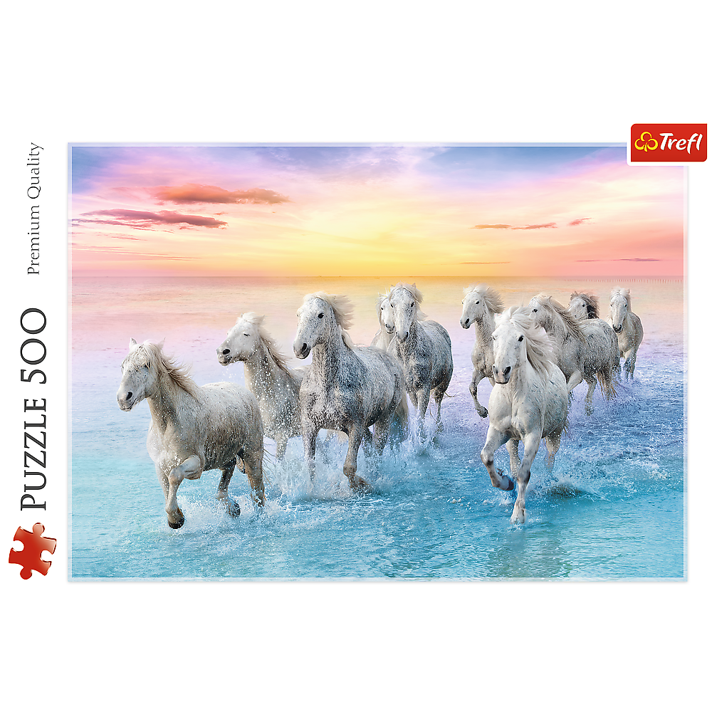 Galloping White Horses - 500 Piece Jigsaw Puzzle