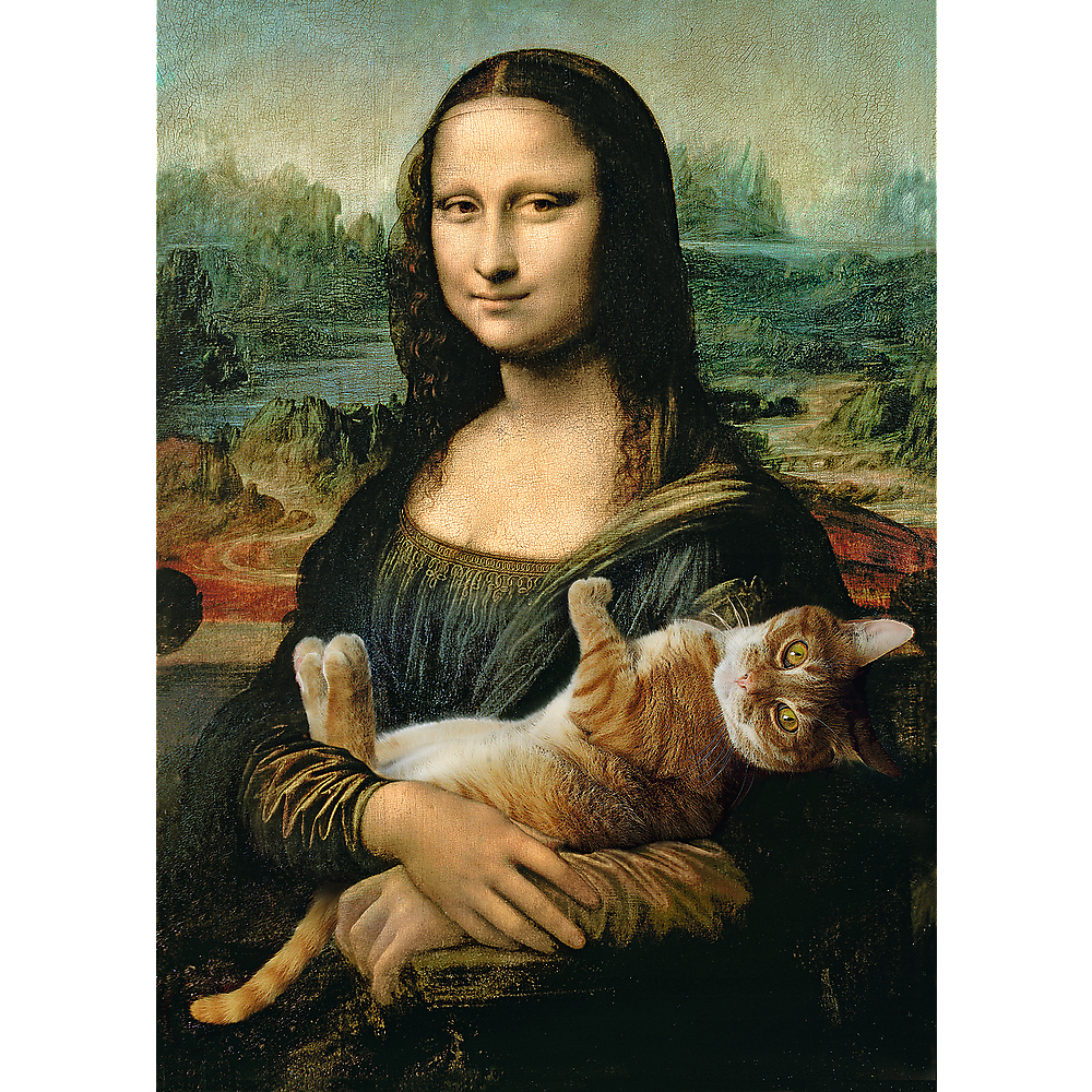 Mona Lisa and a Purring Kitty - 500 Piece Jigsaw Puzzle