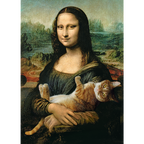 Mona Lisa and a Purring Kitty - 500 Piece Jigsaw Puzzle
