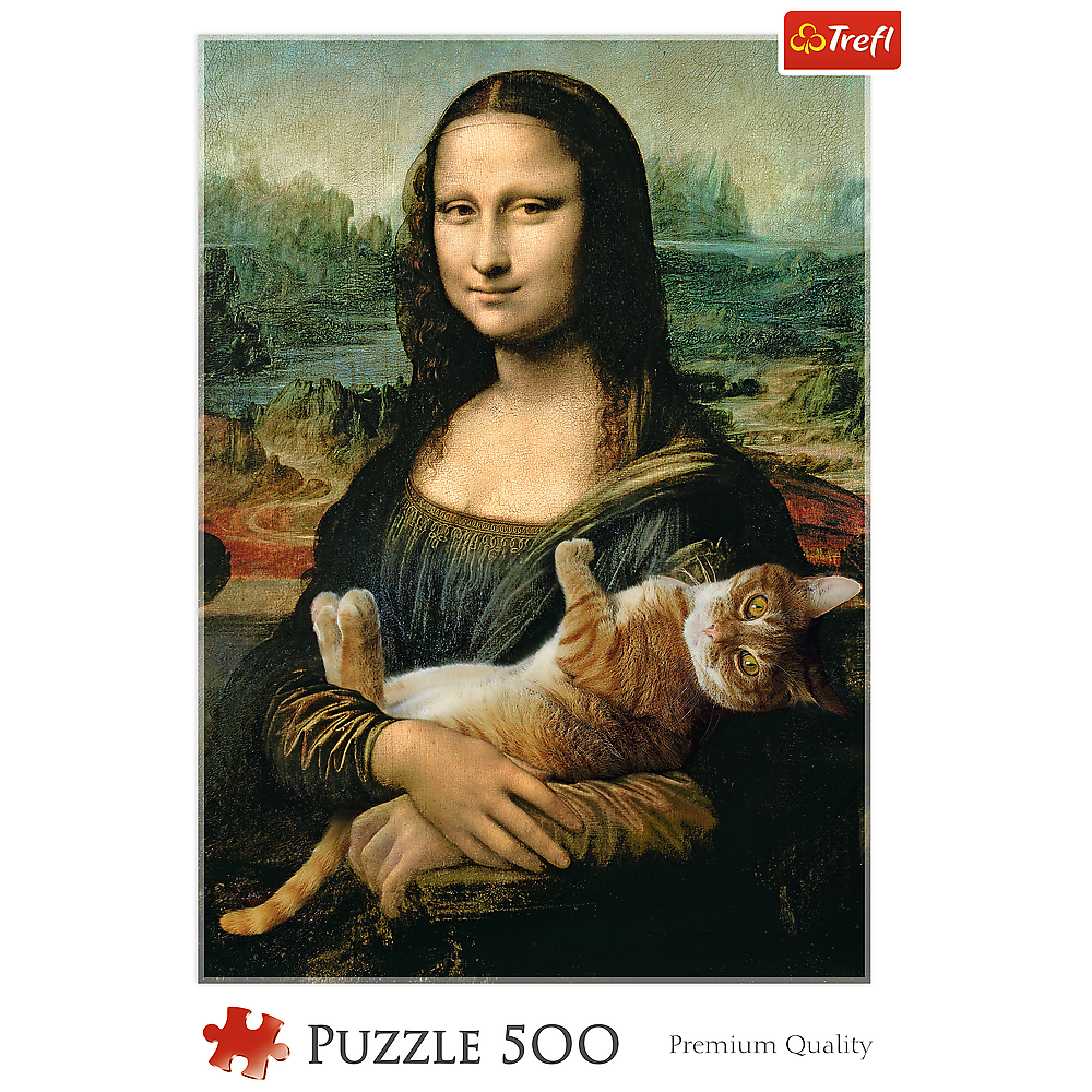 Mona Lisa and a Purring Kitty - 500 Piece Jigsaw Puzzle
