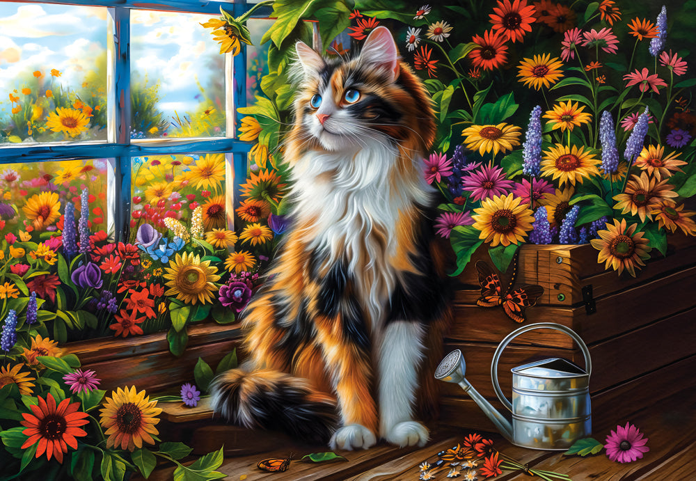 Blooming Cat Meditation - 1000 Piece Jigsaw Puzzle