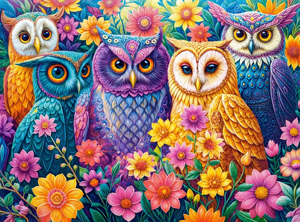 Flower Owl Meeting – 3000 Piece Puzzle for Adults