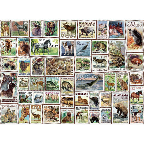 Animals of North America Vintage Stamps - 500 Piece Jigsaw Puzzle