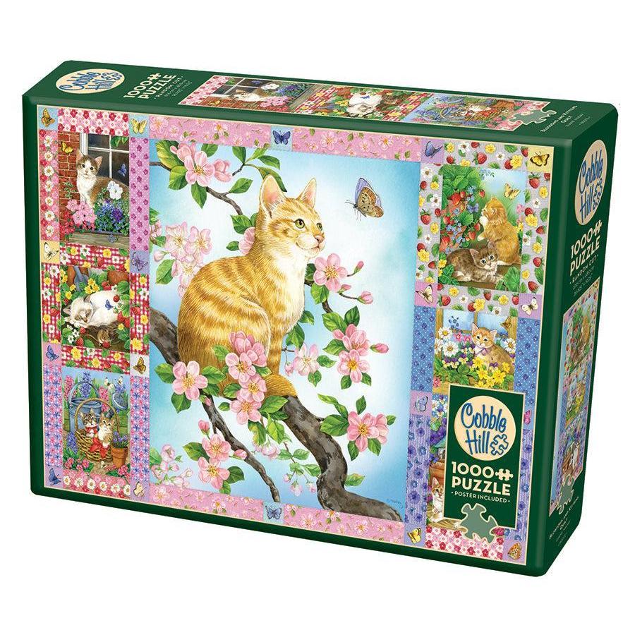 Blossoms & Kittens Quilt - 1000 Piece Jigsaw Puzzle