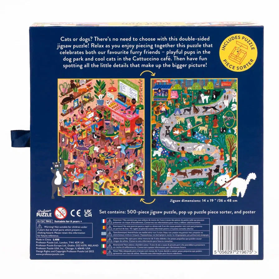 Cat Café Dog Park – 500 Piece Double-Sided Jigsaw Puzzle