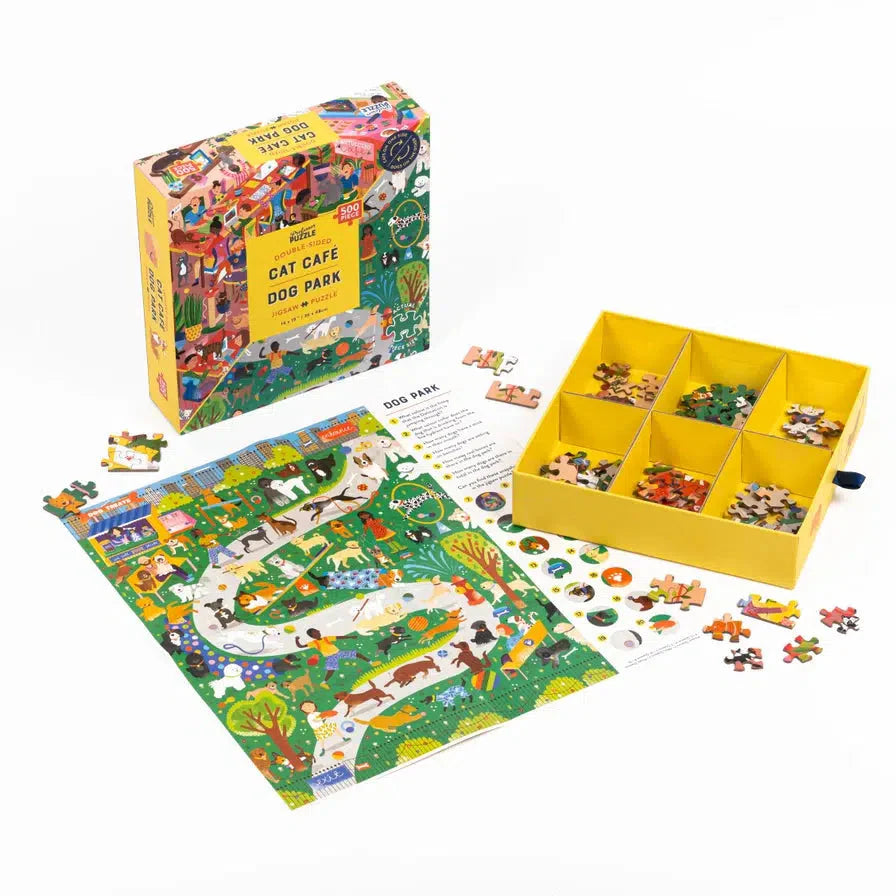 Cat Café Dog Park – 500 Piece Double-Sided Jigsaw Puzzle