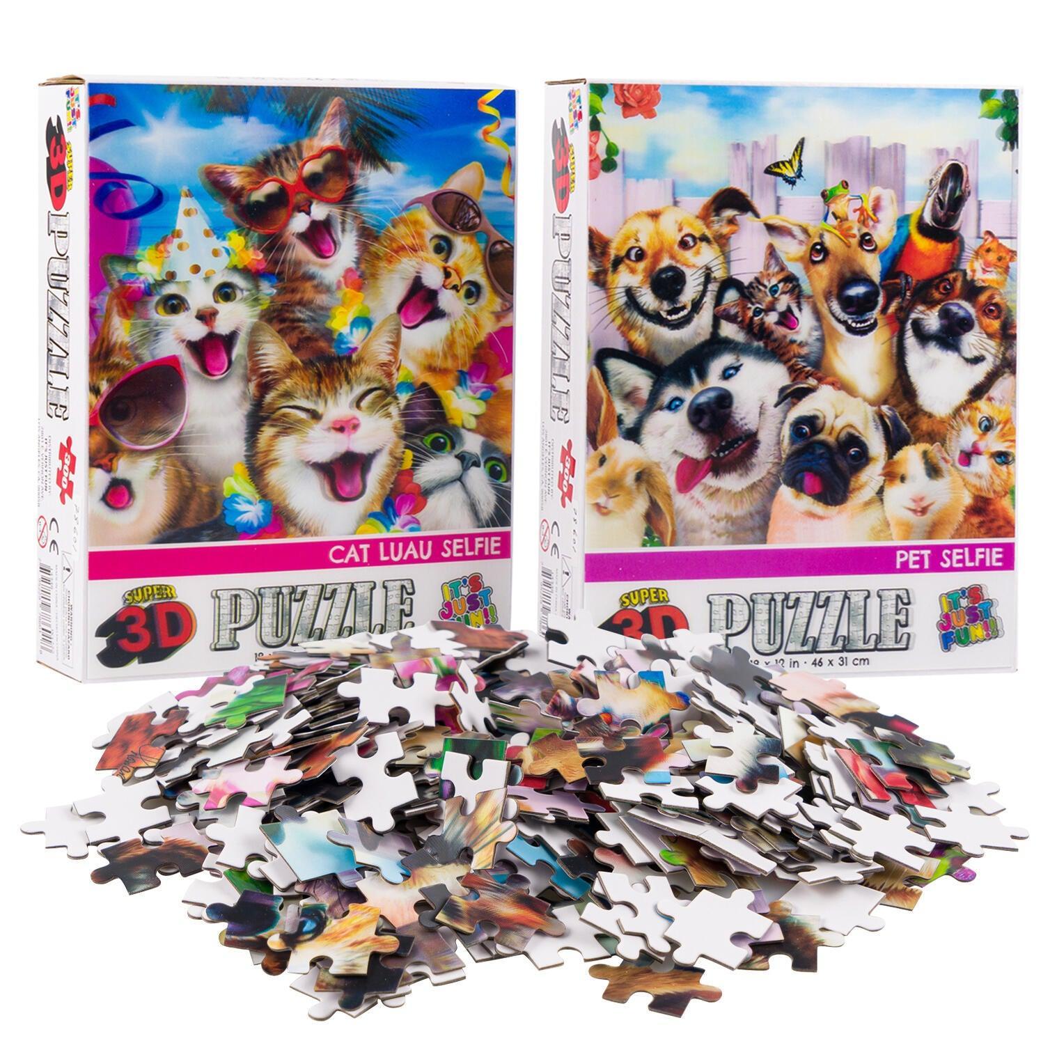Cat Luau & Pet Selfie – Set of 2 300 Piece Jigsaw Puzzles