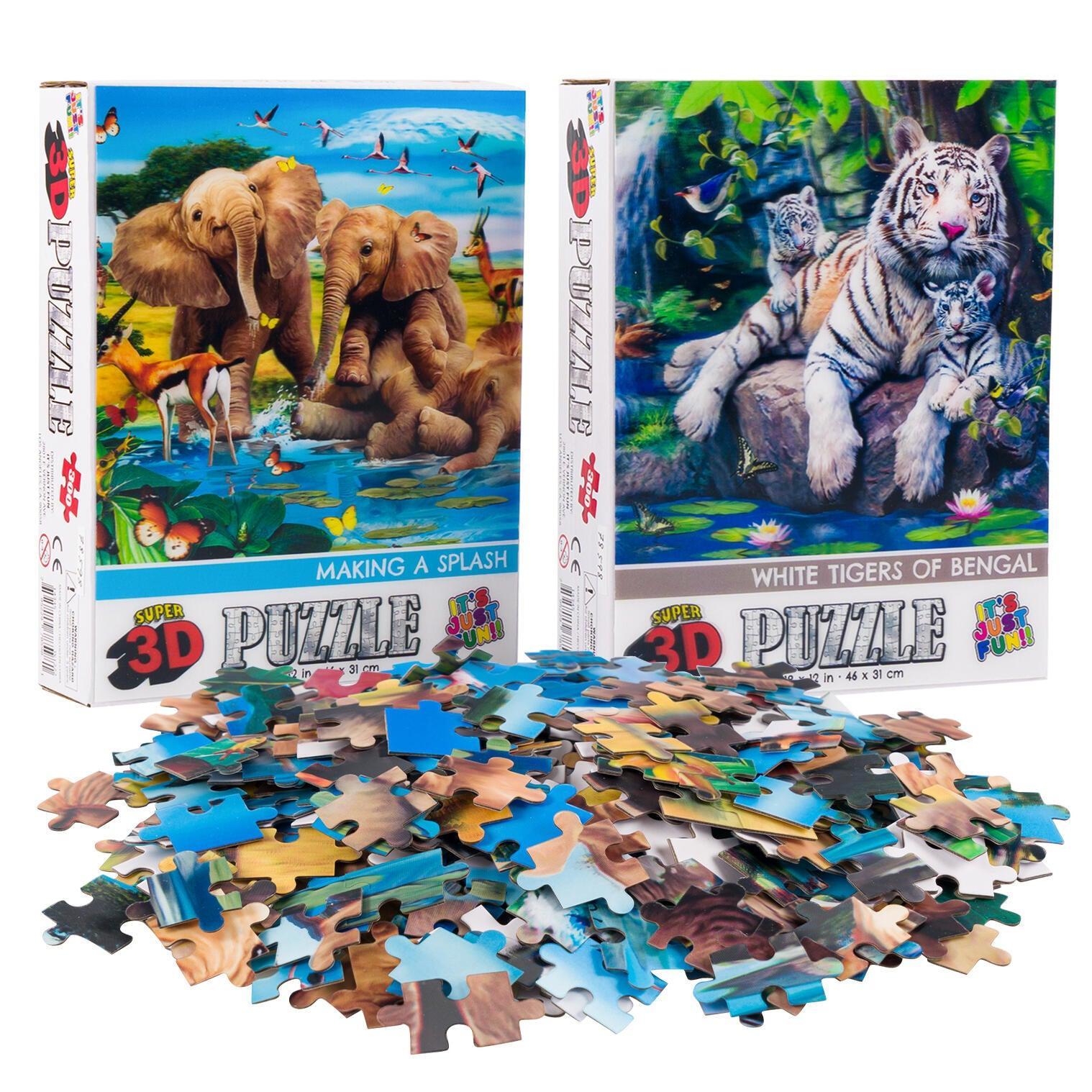 Elephants & Tigers – Set of 2 300 Piece Jigsaw Puzzles