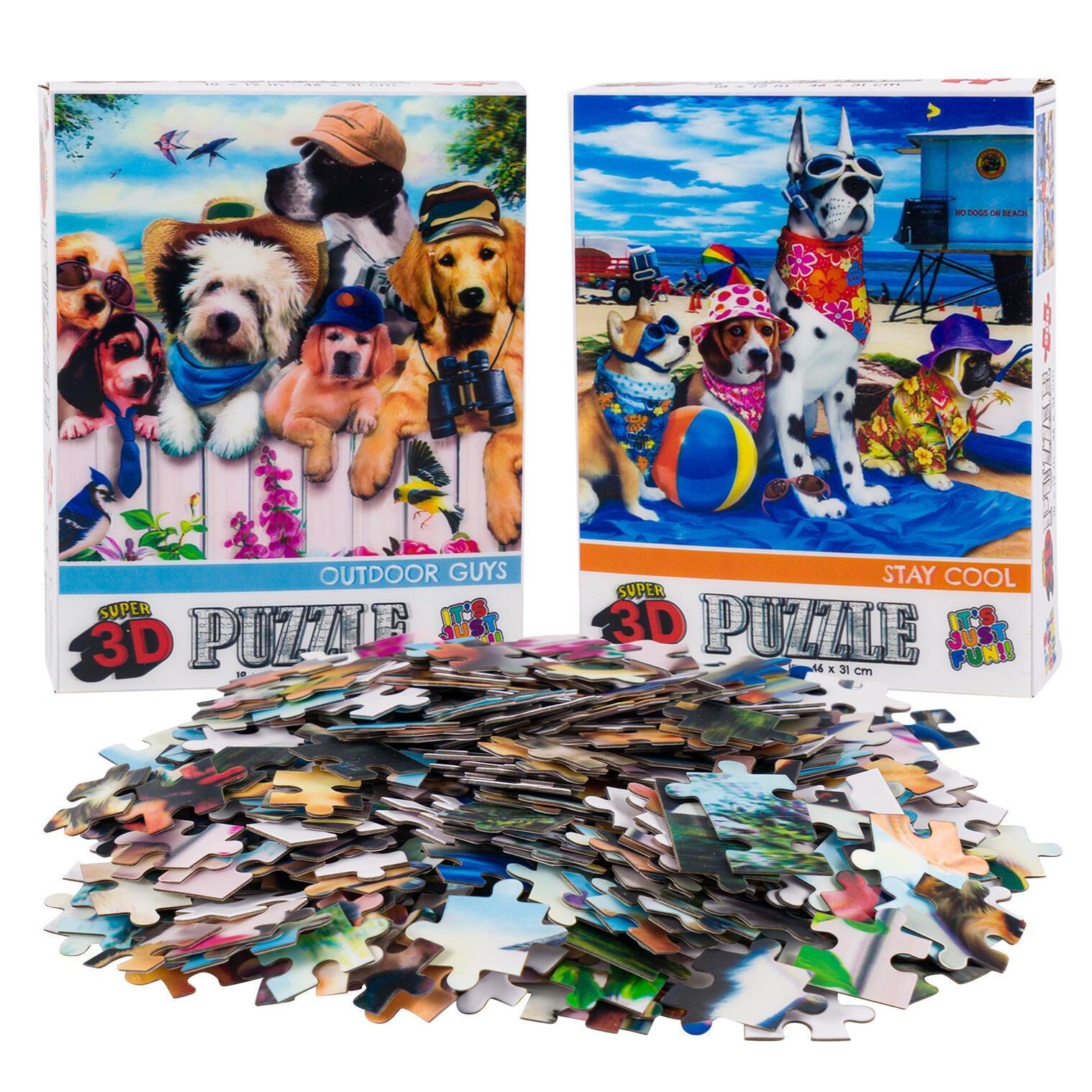 Fence Dogs & Beach Dogs – Set of 2 300 Piece 3D Lenticular Dog Puzzles