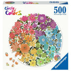 Flowers Circle of Colors - 500 Piece Round Jigsaw Puzzle