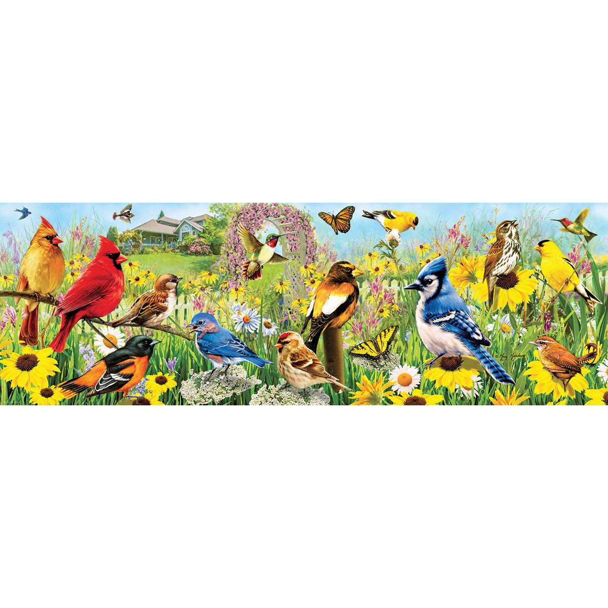 Garden Birds – 1000 Piece Panoramic Puzzle
