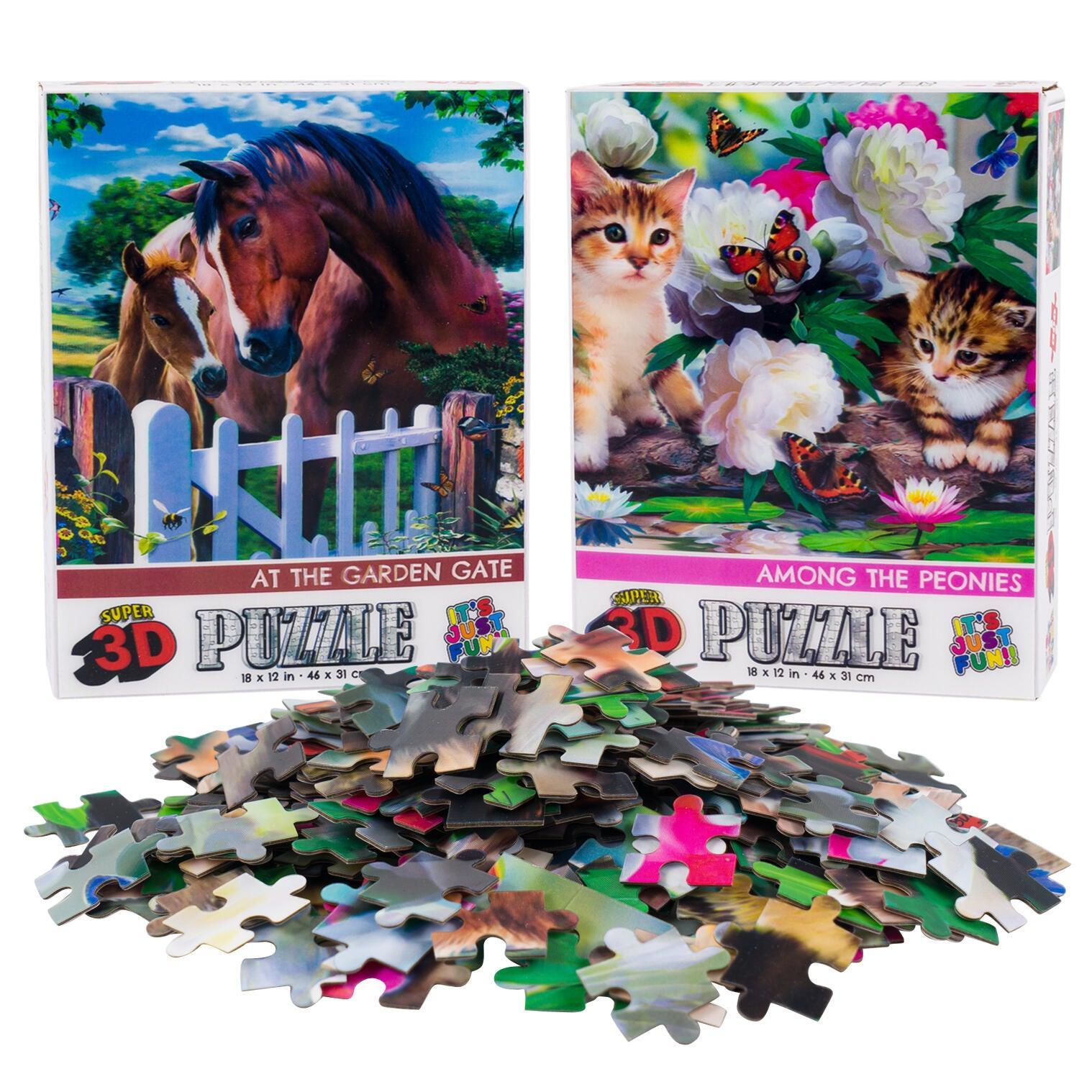 Horses & Kittens - Set of 2 300 Piece Jigsaw Puzzles