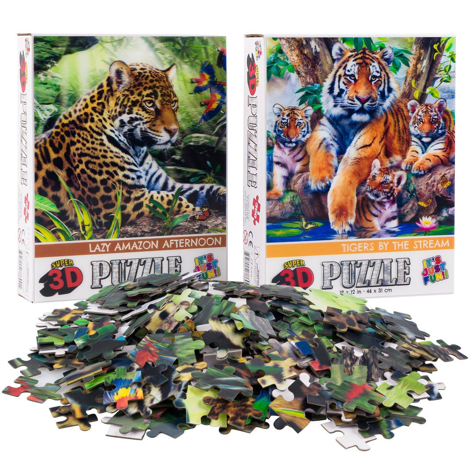 Jaguar & Tigers – Set of 2 300 Piece Jigsaw Puzzles
