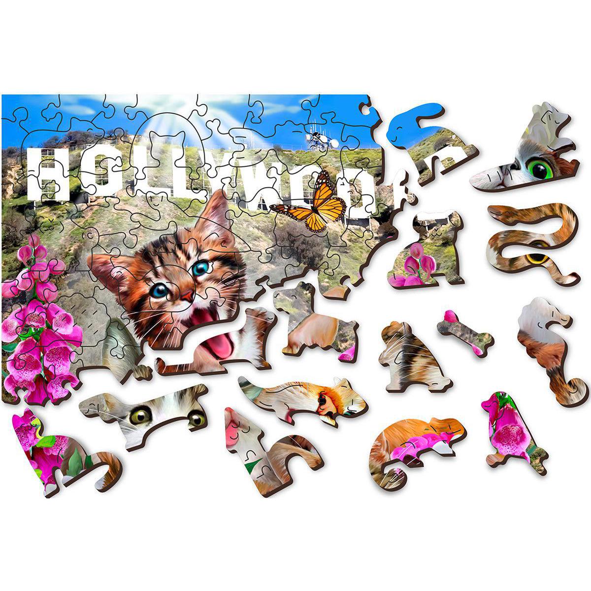 Kittens in Hollywood - 75 Piece Wood Jigsaw Puzzle