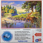 Moose Cabin Scene Wildlife - 500 Piece Jigsaw Puzzle